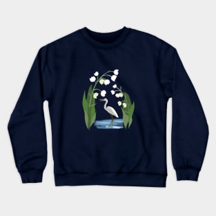 Lilies and Egret Crewneck Sweatshirt